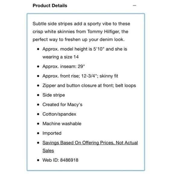 NWT Tommy Hilfiger Bedford Jeans w/ Stripe White - Picture 7 of 7